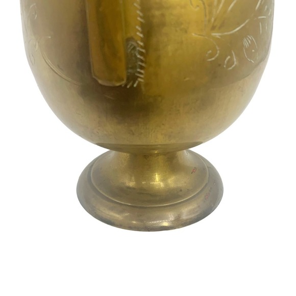 Vintage Brass Pitcher with Floral Design Engraved - Picture 10 of 11